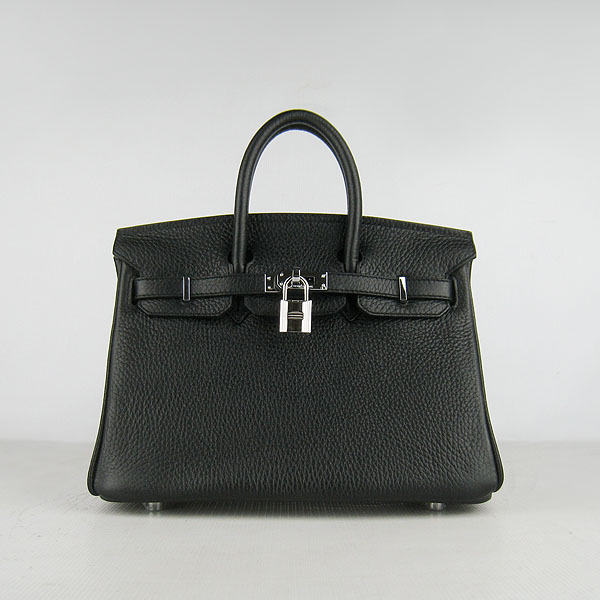 Super A Replica Hermes Togo Leather Birkin 25CM Handbag Black 6068